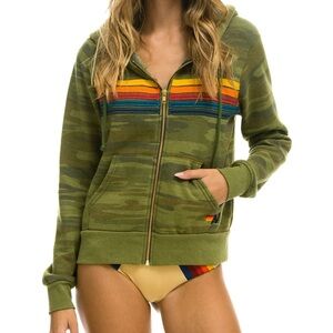 Aviator Nation Camo 5 Stripe Hoodie Sz. XL